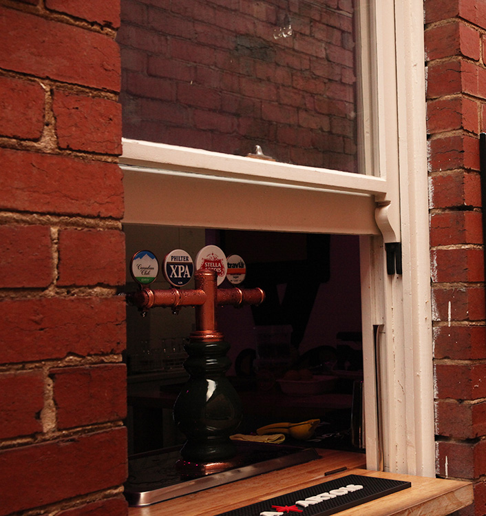 Close-up of drinks served in the beer garden